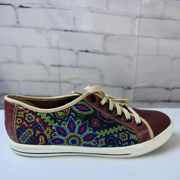Colorful Mandala Boho Sneakers – Handmade Mexican Style – Women's Size ~8 - Picture 1 of 8